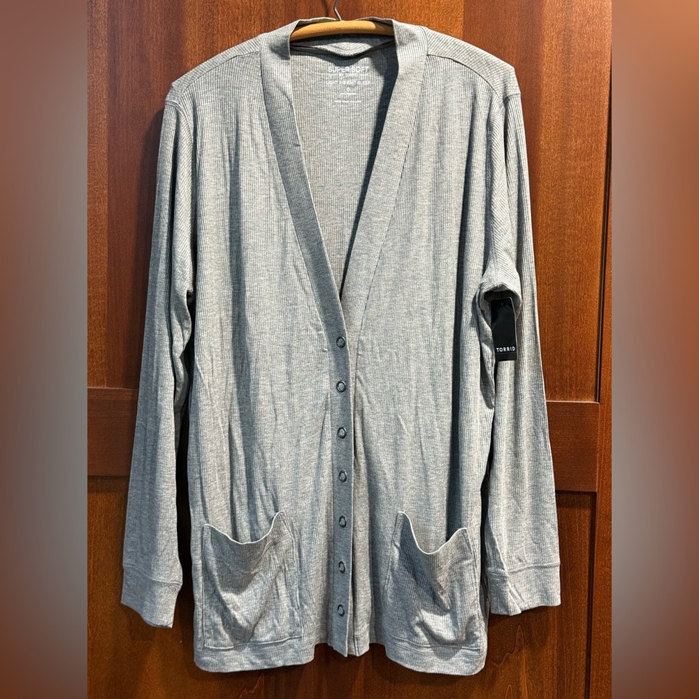Women’s Torrid Super Soft Light Rib Knit Sleep Snap Cardigan Size 0